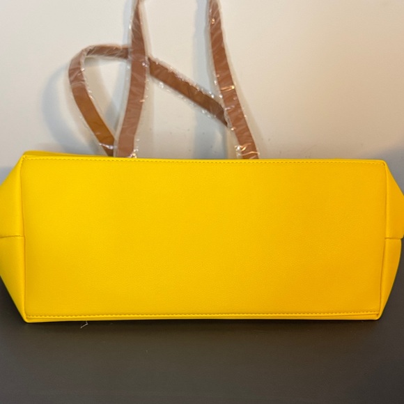 Yellow Tote Bag with Brown Handles - Picture 4 of 7